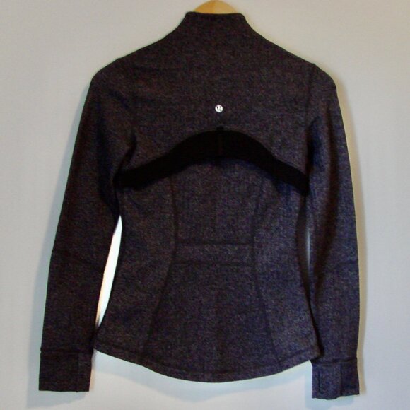 Lululemon Define Jacket Giant Herringbone Black Heathered Thumbholes Size 6 - Picture 13 of 16